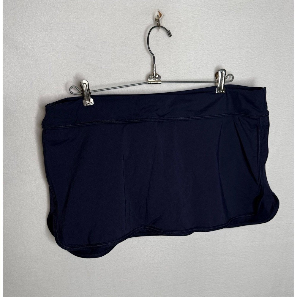 Athleta Womens Tidal Swim Skirt M‎ Navy Blue Swim Skort Pocket Beach Resort EUC